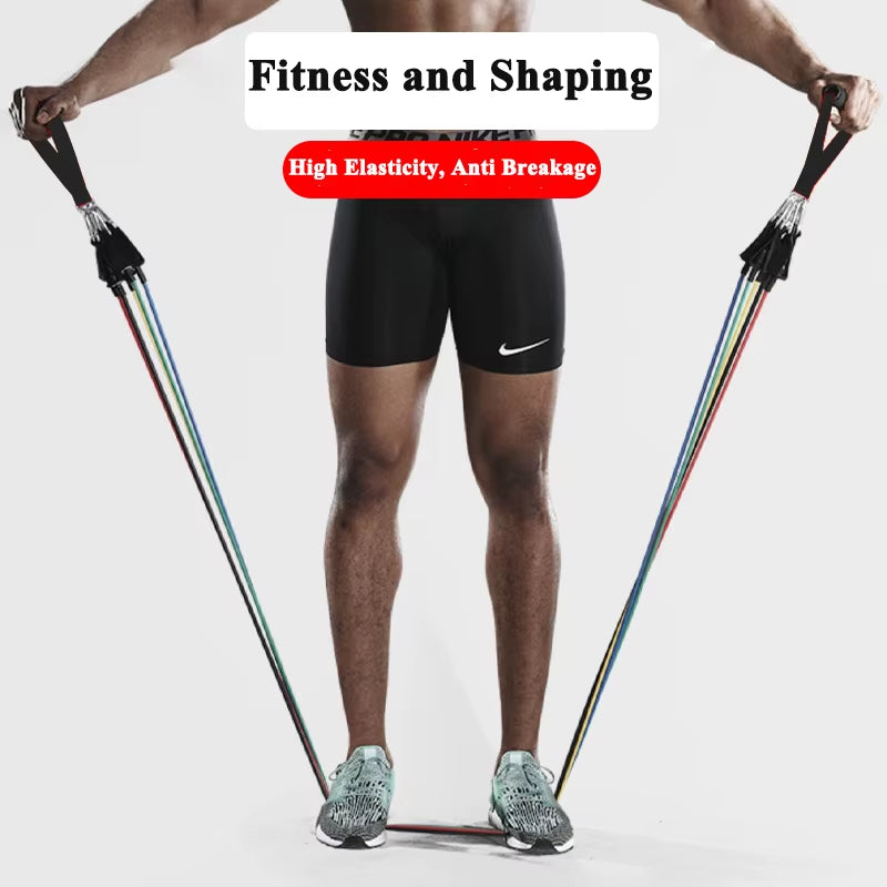 11 Pcs/Set Tension Rope Elastic Multifunctional Tension Belt Set Fitness Tension Rope Men'S and Women'S Training Ropes