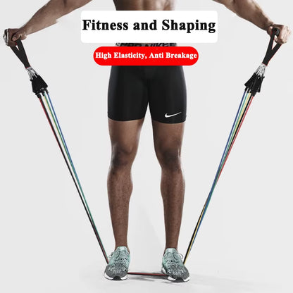 11 Pcs/Set Tension Rope Elastic Multifunctional Tension Belt Set Fitness Tension Rope Men'S and Women'S Training Ropes