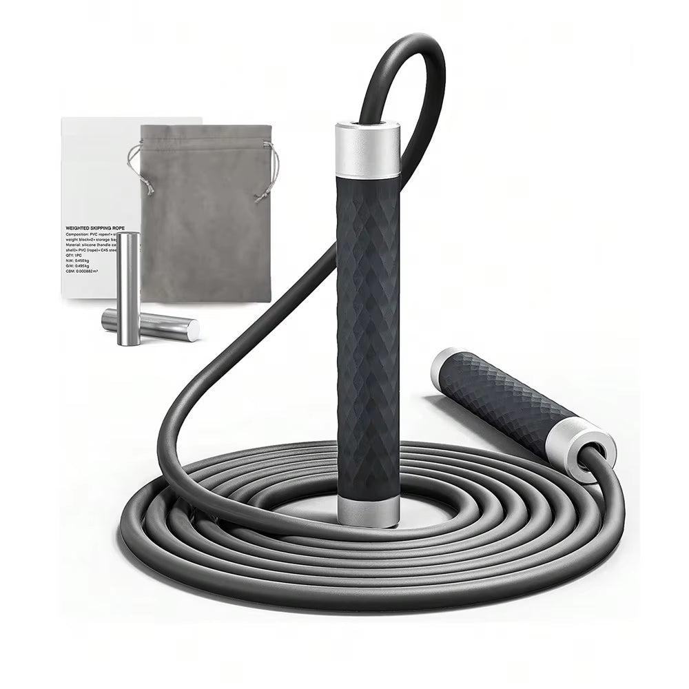 Adjustable Weighted Jump Rope for Adults, 3M Long Speed Rope with Detachable Weights & Aluminum Handle for Boxing Fitness