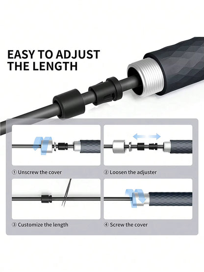 Adjustable Weighted Jump Rope for Adults, 3M Long Speed Rope with Detachable Weights & Aluminum Handle for Boxing Fitness