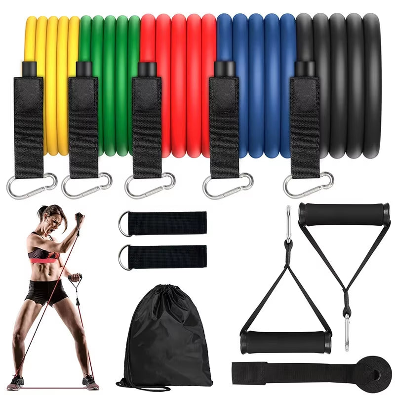 11 Pcs/Set Tension Rope Elastic Multifunctional Tension Belt Set Fitness Tension Rope Men'S and Women'S Training Ropes