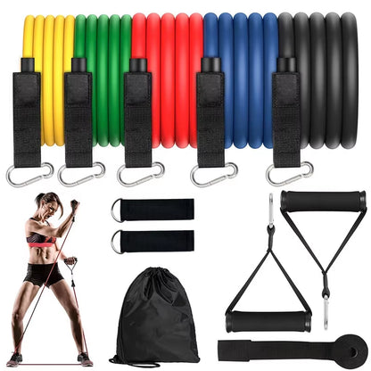 11 Pcs/Set Tension Rope Elastic Multifunctional Tension Belt Set Fitness Tension Rope Men'S and Women'S Training Ropes