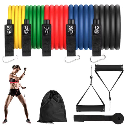 11 Pcs/Set Tension Rope Elastic Multifunctional Tension Belt Set Fitness Tension Rope Men'S and Women'S Training Ropes