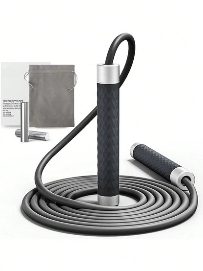 Adjustable Weighted Jump Rope for Adults, 3M Long Speed Rope with Detachable Weights & Aluminum Handle for Boxing Fitness